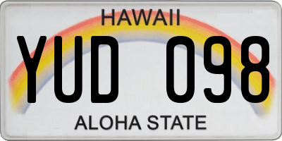 HI license plate YUD098