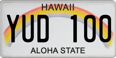 HI license plate YUD100