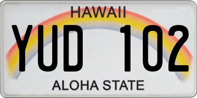 HI license plate YUD102