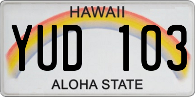 HI license plate YUD103