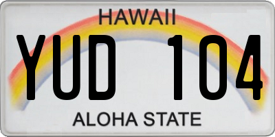 HI license plate YUD104