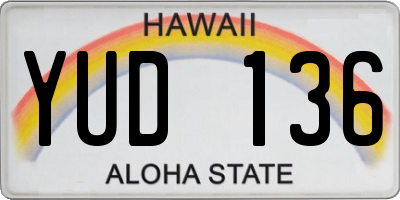 HI license plate YUD136