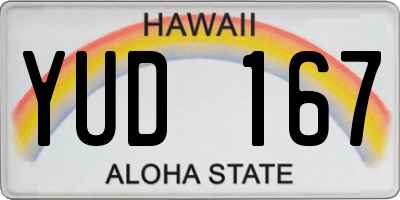 HI license plate YUD167