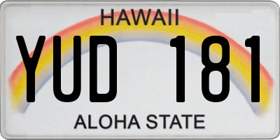 HI license plate YUD181