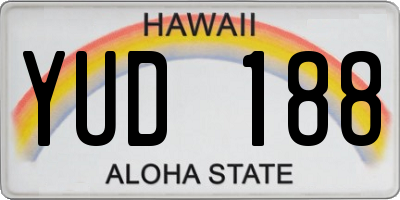 HI license plate YUD188