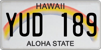 HI license plate YUD189