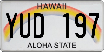 HI license plate YUD197