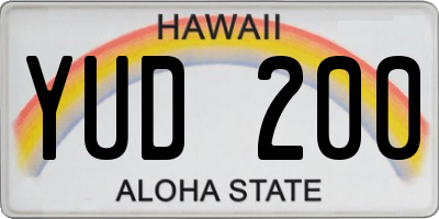 HI license plate YUD200