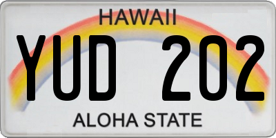 HI license plate YUD202