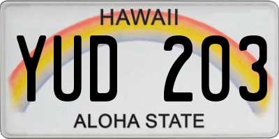 HI license plate YUD203