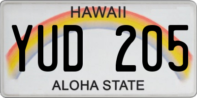 HI license plate YUD205