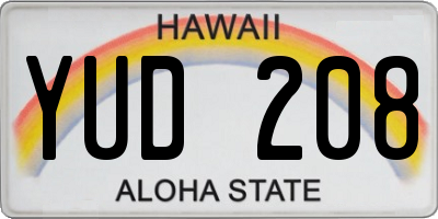 HI license plate YUD208