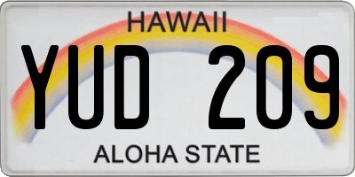 HI license plate YUD209