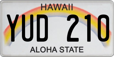 HI license plate YUD210