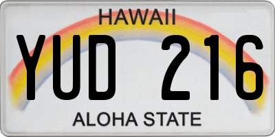 HI license plate YUD216