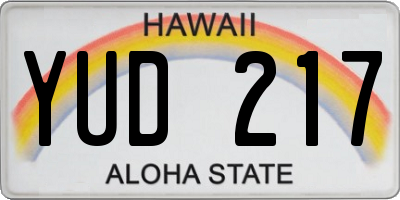 HI license plate YUD217