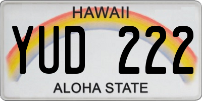 HI license plate YUD222