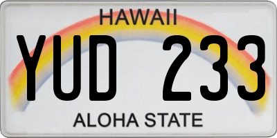 HI license plate YUD233