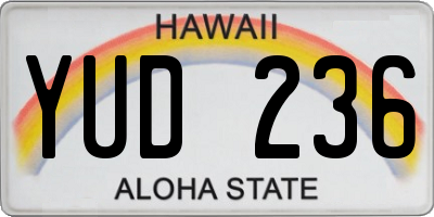HI license plate YUD236