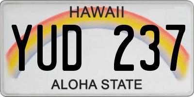 HI license plate YUD237