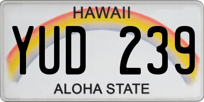 HI license plate YUD239