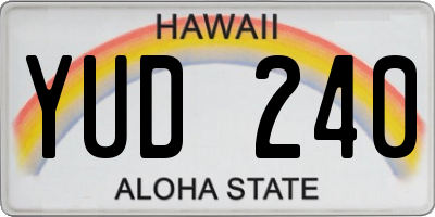 HI license plate YUD240