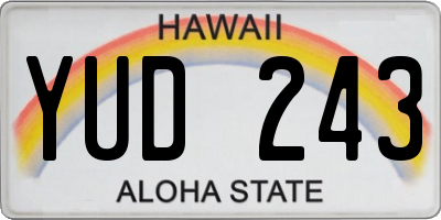 HI license plate YUD243