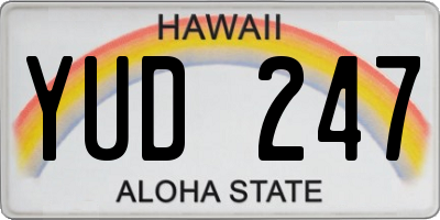 HI license plate YUD247
