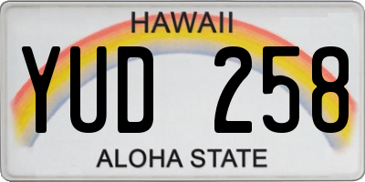 HI license plate YUD258