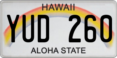 HI license plate YUD260