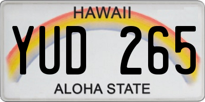 HI license plate YUD265