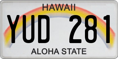 HI license plate YUD281