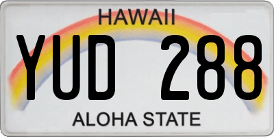 HI license plate YUD288