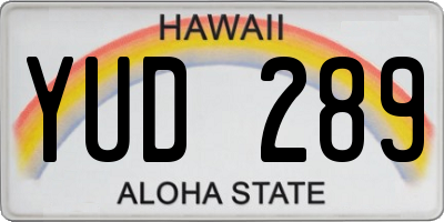 HI license plate YUD289