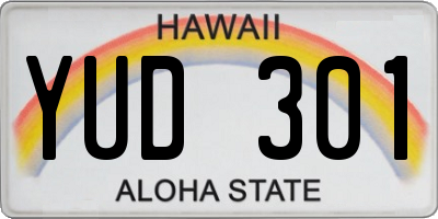 HI license plate YUD301