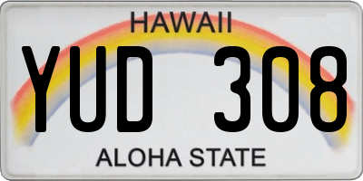 HI license plate YUD308