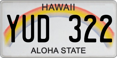 HI license plate YUD322