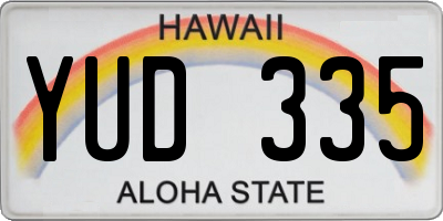 HI license plate YUD335