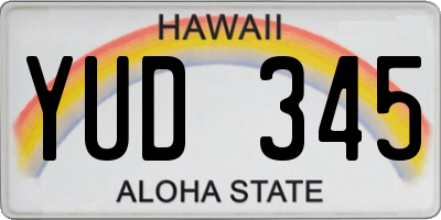 HI license plate YUD345