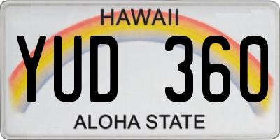 HI license plate YUD360