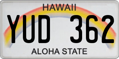 HI license plate YUD362