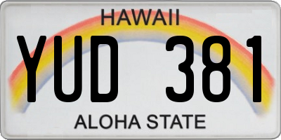HI license plate YUD381