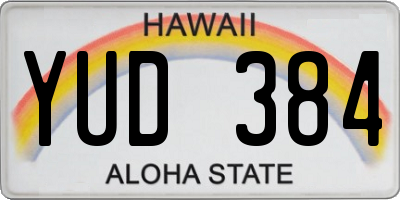 HI license plate YUD384