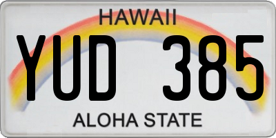 HI license plate YUD385