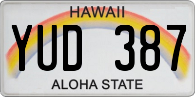 HI license plate YUD387