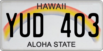 HI license plate YUD403