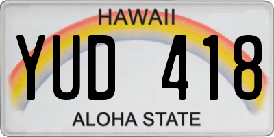 HI license plate YUD418