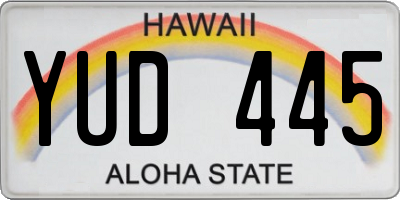 HI license plate YUD445