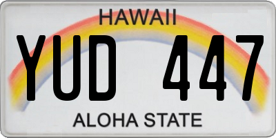 HI license plate YUD447