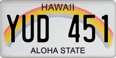 HI license plate YUD451